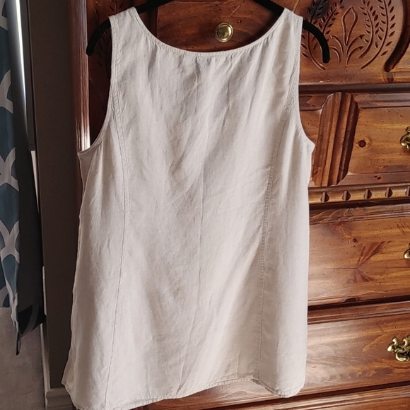 Women's Saks Fifth Avenue Threads Ecru Linen Sleeveless Tunic - Picture 2 of 8